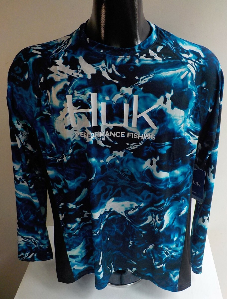 huk pursuit camo vented サイズL HUK Pursuit Camo Vented LS Performance Shirt Blues Poly