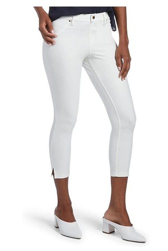 HUE White Essential Denim Capri Leggings Sz Medium U20508 Ankle Slit | eBay