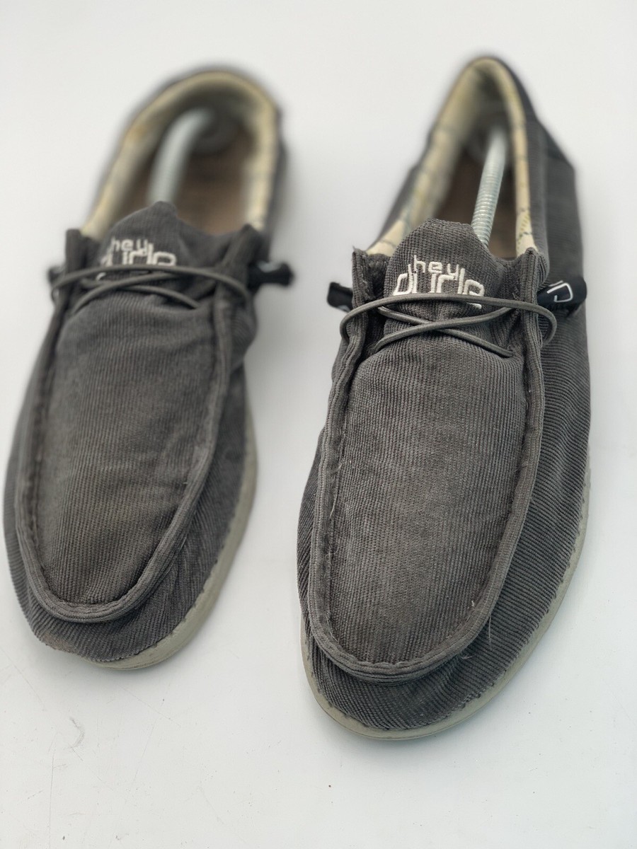 Hey Dude Wally Corduroy Loafers Mens 13 Dark Gray Slip On 