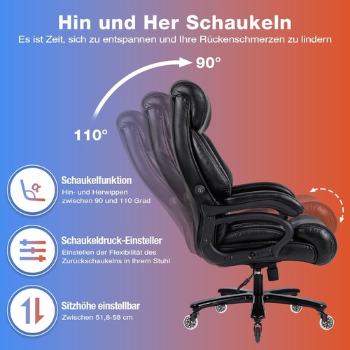 Bürostuhl Chefsessel 200kg Belastbarkeit Ergonomischer Schreibtischstuhl Office - Bild 6 von 7