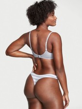Victoria's Secret - M Cotton High Leg Scoop Thong Panty - Grey Stripe Medium