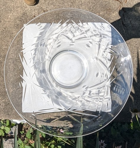 Ultra Rare Flared 12 inch Polished Cut Glass Bowl - Picture 4 of 17