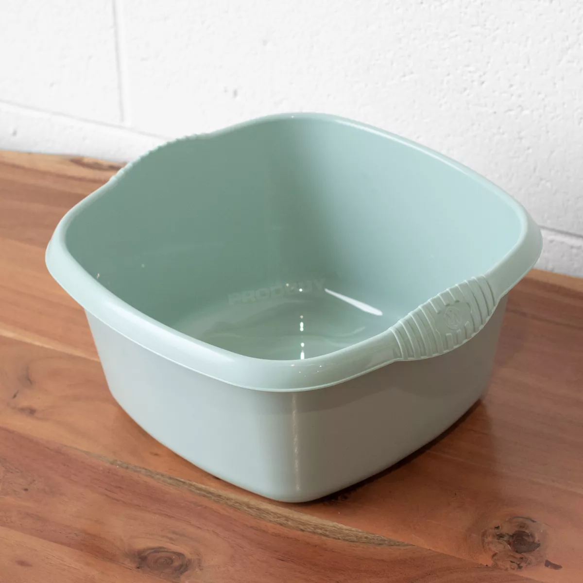 Small Silver Sage Washing Up Bowl with Handles 32cm Square Plastic Camping Sink