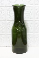 Decanter Carafe Vin Litre Dark Green Glass French Wine Heavy 18.5" Vintage