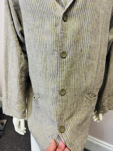 Flax By Jeanne Engelhart linen blazer stripped pockets medium oversized L - Picture 11 of 11