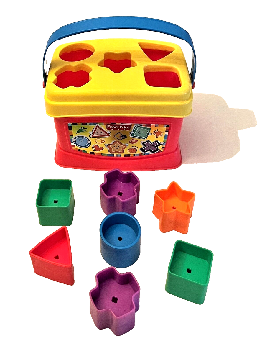 Fisher Price Shape Sorter wit Shape Blocks In Red Bucket Educational Toy  USED