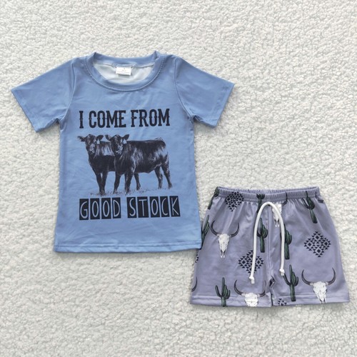 Summer Wear Sibling Toddler Boys Western Shorts Outfit Set - Picture 8 of 11