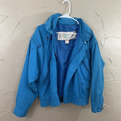 Vintage 80s SERGIO VALENTE Jacket Mens Small Blue Teal Nylon