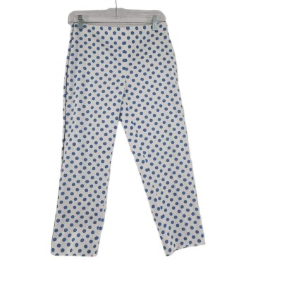 #ad Blue Les Copains Women#x27;s Casual Ankle Length Pants While with Blue Polka Dots Si $59.00
