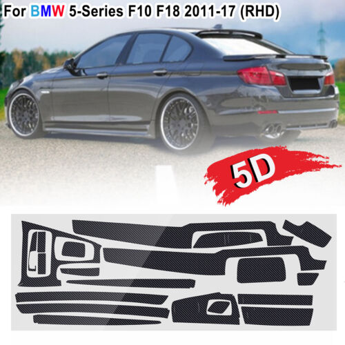 5D Glossy Carbon Fiber Decal Film Interior Sticker Trim For BMW 5 Series F10 F18 - Picture 1 of 8