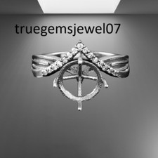 10 MM Round Cut Semi Mount Engagement Ring 925 Sterling Silver Gift For Her