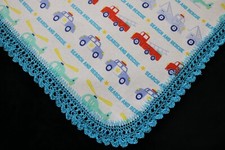 Receiving Blanket Hand Crochet Edge New Baby Shower Gift Girl Boy 1ST RESPONDERS