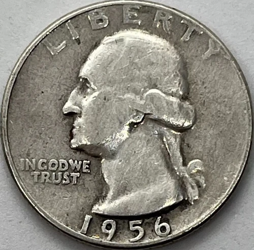1956 Washington Silver Quarter in a SAFLIP® - Type B Rev. FS-901 - XF- (VF+++)