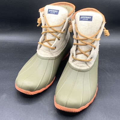 Sperry Womens Size 11 Olive Coral Waterproof Saltwater Duck