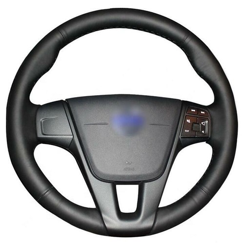 Black Genuine Leather Hand Sewing Car Steering Wheel Cover for Volvo S60 Xc60 - Foto 1 di 8