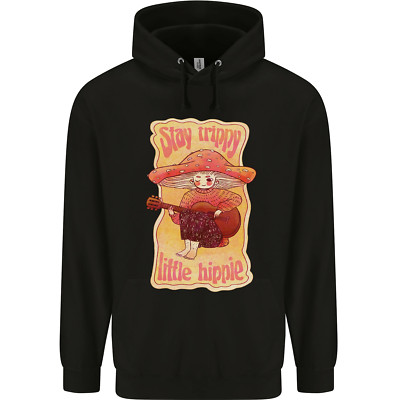Stay Trippy Little Hippy Magic Mushroom LSD Mens 80% Cotton Hoodie