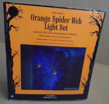 Halloween Orange Spider Web Light Set 4ft. Black Wire
