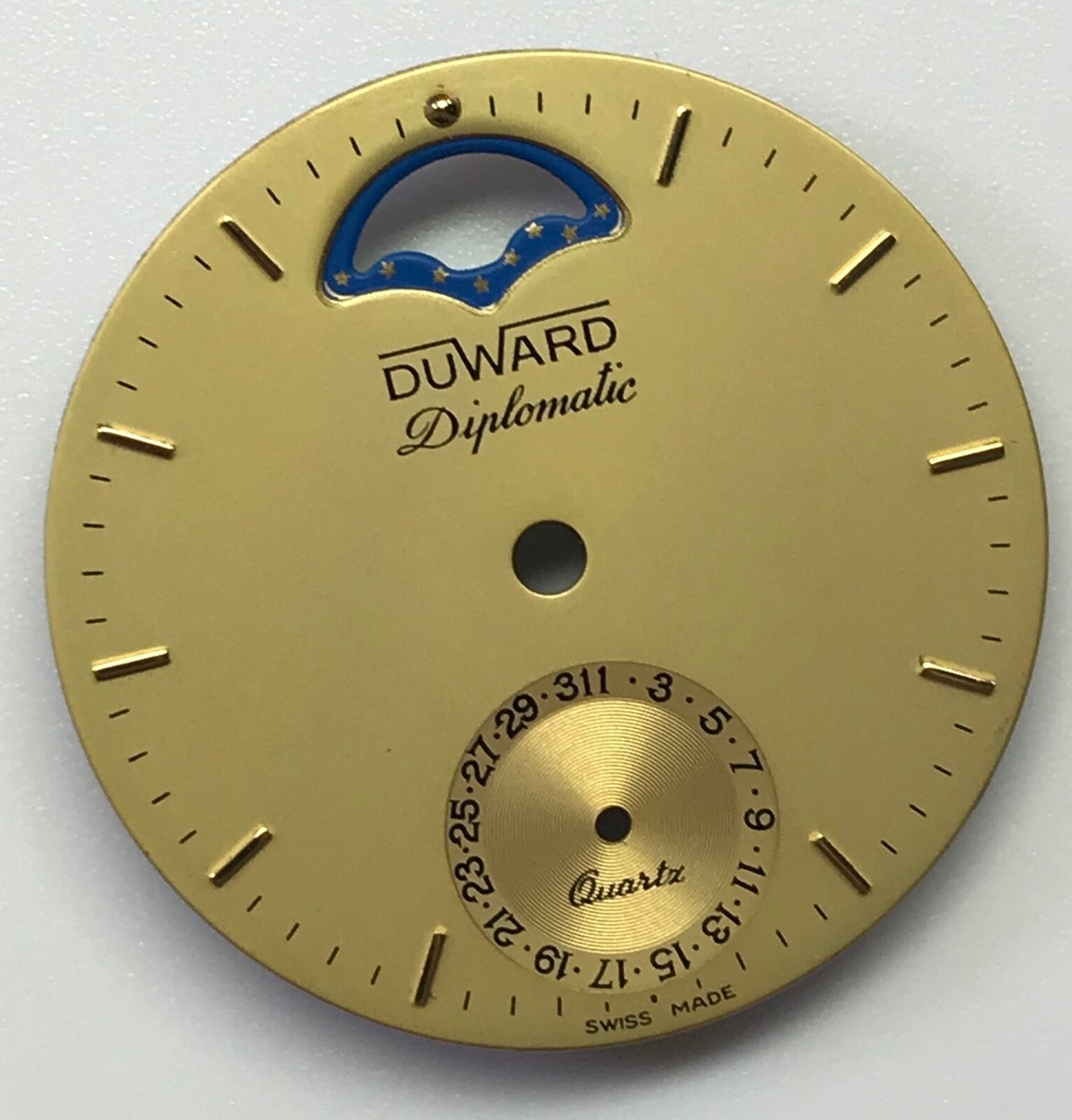 DUWARD -Diplomatic- Watch Dial Part -Quartz- Swiss Made 27mm -Moon Phase-  #Z13