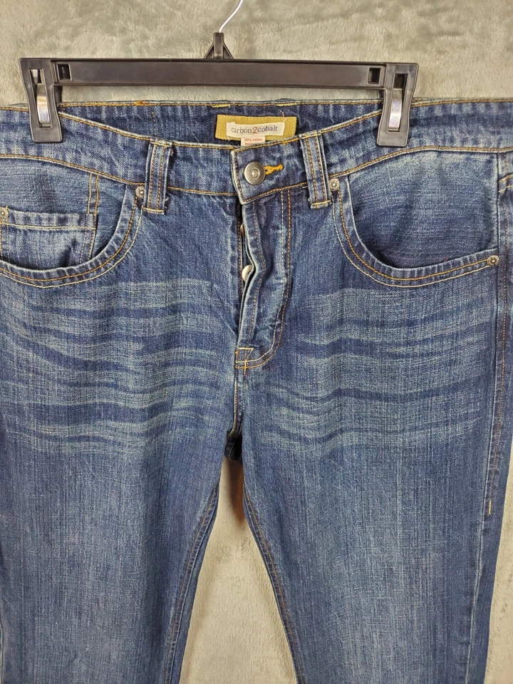 Мужские джинсы из углеродного 2 кобальта 34x34 средняя стирка на пуговицах эластичные классические прямые - Изображение 4 из 4