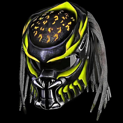 Helme Custom Predator Motorcycle Helmet Had-Painted Yellow Water Size S to 3XL
