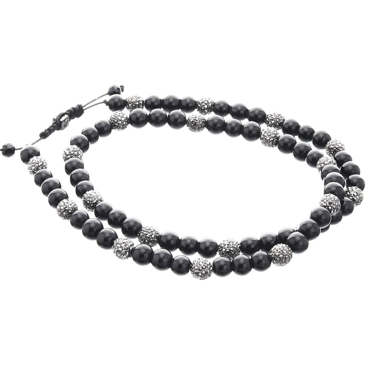 Black Bead Shamballa Necklace Iced Out Disco Ball Bling Bead Hip