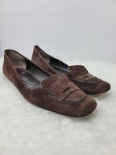 Pedro Garcia Women's Shoes Size 39.5 Brown Leather Suede Penny Loafer
