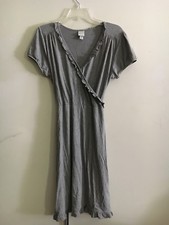 Merona Size M Gray Wrap Dress Ruffle Belted Women