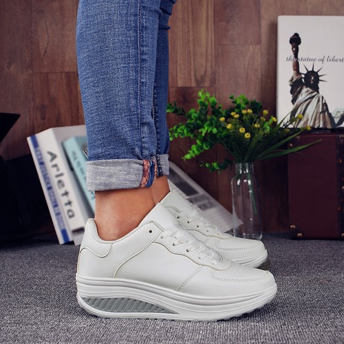 Lace Up Sports Shoes Walking Shoes Women Fashion Sneakers Comfort Wedge Platform - Picture 21 of 30