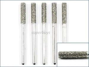 5pcs 50 Grit Coeurse 3mm Cylinder Head Diamond Burr pour l'outil rotatoire de bit de forage