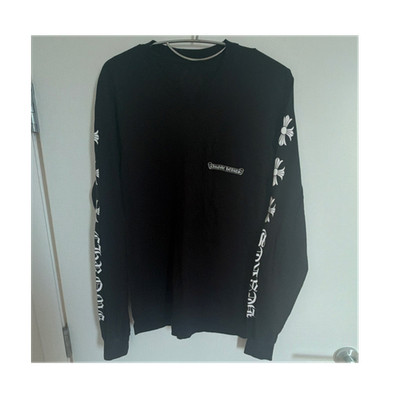 Chrome Hearts Black Graphic Print Long Sleeve Cotton Men's T-Shirt Crew Neck S