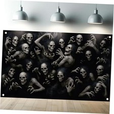 Halloween Backdrop 71x43 Inch Creepy Undead Ghost Crowd Skeleton Ghouls