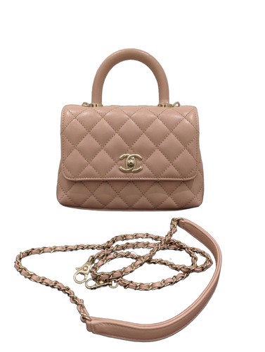 Chanel Coco Handle Mini Pink Caviar Leather Gold Hardware Chain Flap Bag