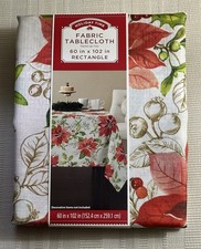 Christmas Fabric 60x102 Tablecloth Rectangle - Brand New In Pkg