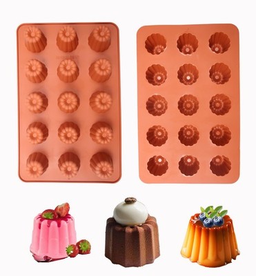 2pcs Mini Bundt Cake Pan Cake Molds 15 Cavity Silicone Non Stick Baking Molds...