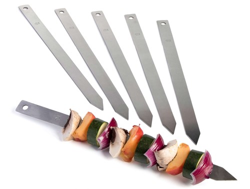 JD Europe 6pcs Turkish Adana Kebab BBQ Skewers Stainless Steel Flat Wide