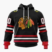Personalized Chicago Blackhawks Hoodie 2025/26 Black Alternate Design