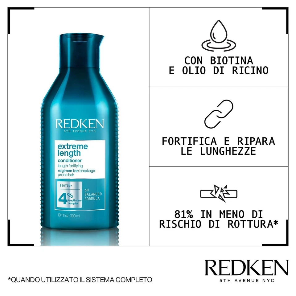 Redken Balsamo professionale Extreme Length Fortificante per capelli danneggiati - Immagine 3 di 4