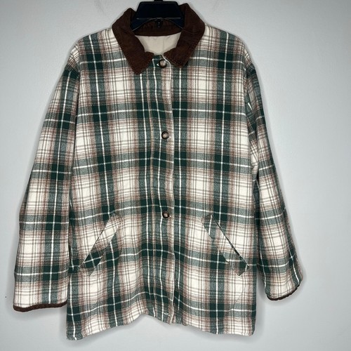 Abrigo de Granero Reversible Brandon Thomas De Colección Talla L Tareas Chaqueta Pana Cuello Cuadros - Imagen 2 de 12