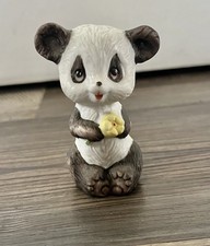 Vntg Lefton Lucky Panda W Yellow Daisy Flower Sitting Kawaii Dainty Mini Figure