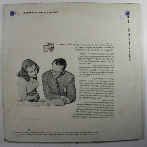 Jo Stafford Sings American Folk Songs - 1950 10" Vinyl LP Capitol H-75 - Foto 2 di 7