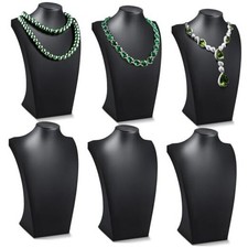 6 Pcs Black PU Leather Jewelry Bust Display 13.39 x 3.94 x 8.07 Inches