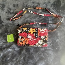 Vera Bradley Quilted Floral Multicolor Small Crossbody Zip Bag Detachable Strap