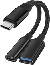 USB C OTG Charging Adapter, 2 in 1 Type-C Splitter with 10W Charging and USB a F