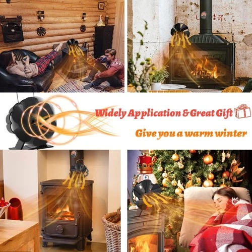 Ventilador de horno chimenea estufa de leña estufa eléctrica ventilador 6 vuelos distribución de calor silencioso - Imagen 8 de 15