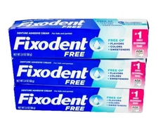 Fixodent Denture Adhesive Cream FREE of Flavors & Colors All Day Hold 2.4.oz P3