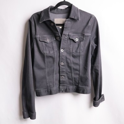 AG Adriano Goldschmied Womens Dark Gray Denim Trucker Jacket SPG4087-CRB Size L