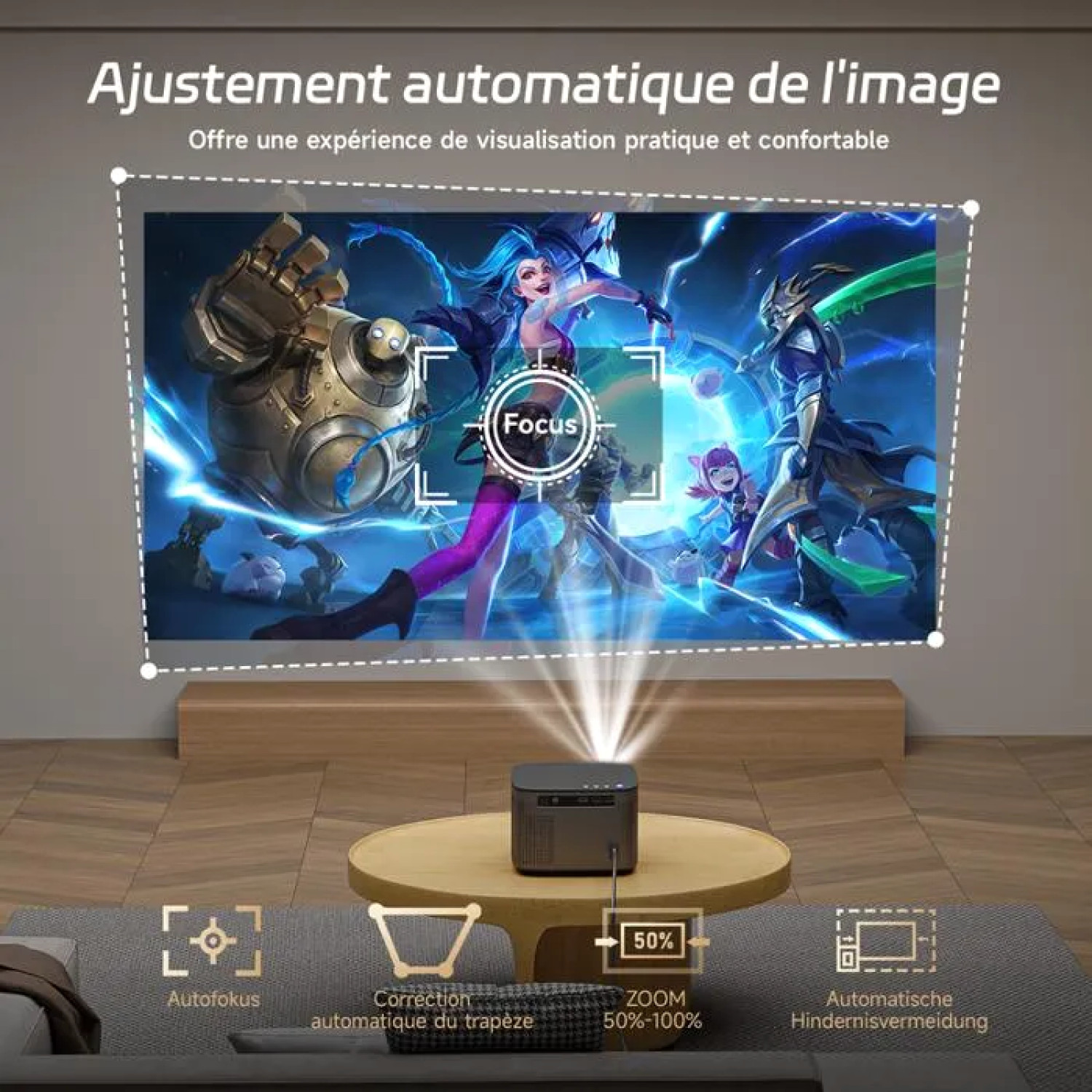 Vidéoprojecteur 4K WiFi 6 Bluetooth Android 13 intelligent haute luminosité - 3