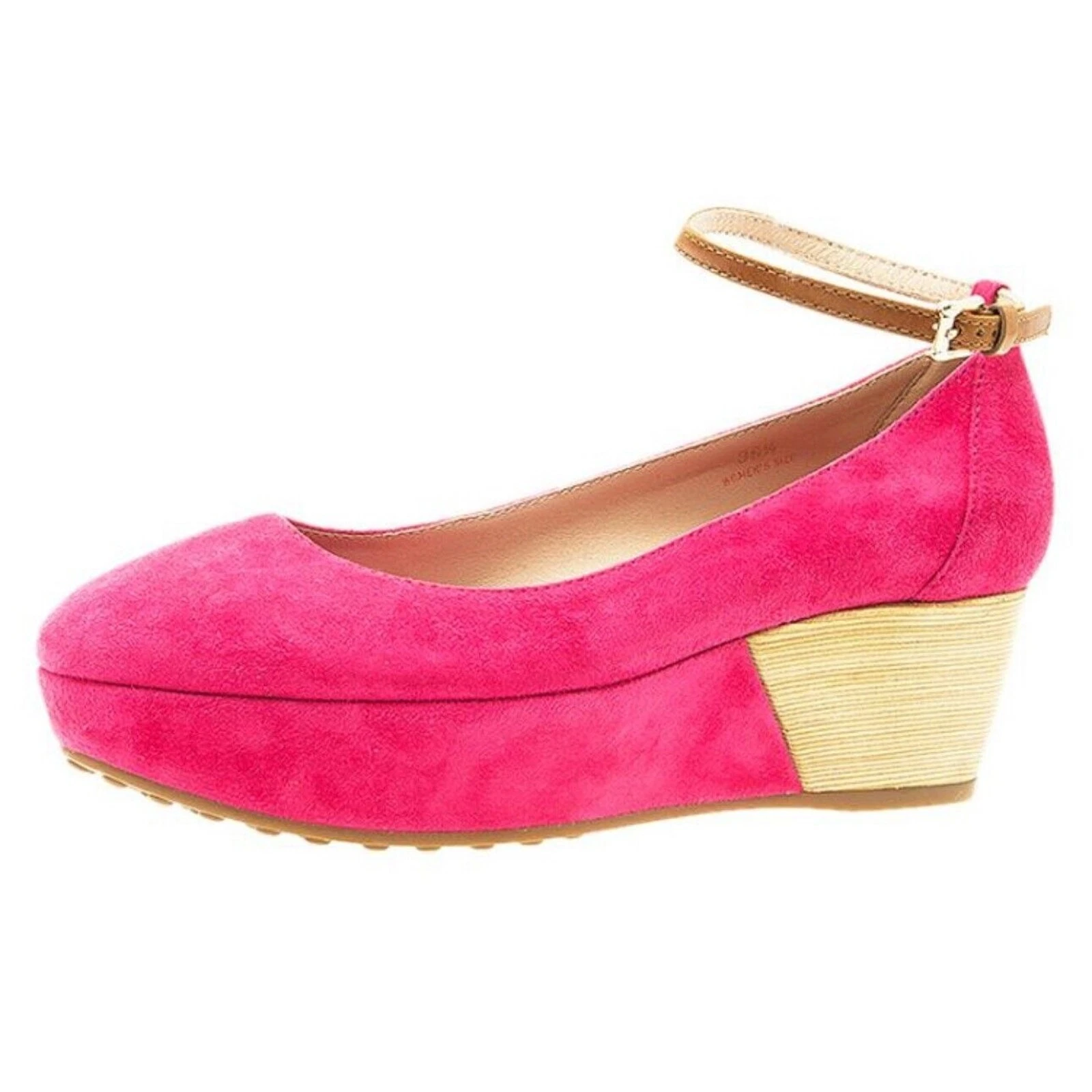 TOD’S Scarpe Tod's Deep Pink scamosciate cinturino alla caviglia stile ballerina punta tonda zeppa 38 8