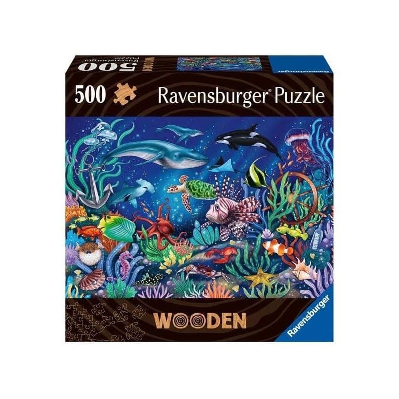 Puzzle en bois monde marin coloré pour adulte, l'activité détente idéale au salon, 500 pièces