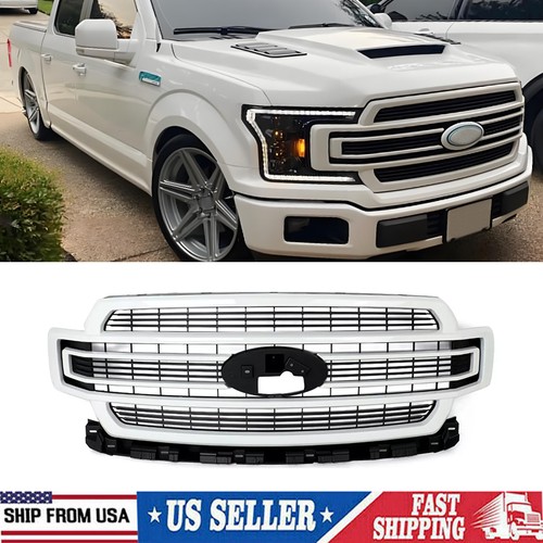 For 2018-2020 Ford F-150 F150 Limited Oxford White Front Bumper Grille Grill New